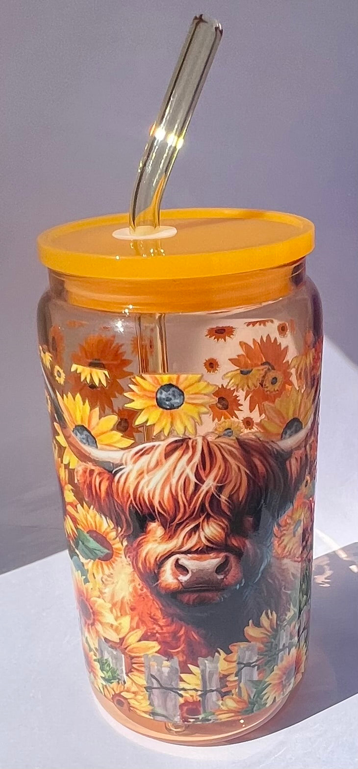 “Seconds item” Highland Cow Glass Tumbler