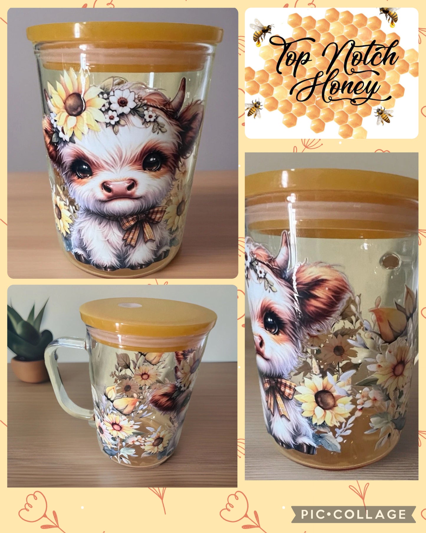 Baby Highland Cow Glass Tumbler with handle