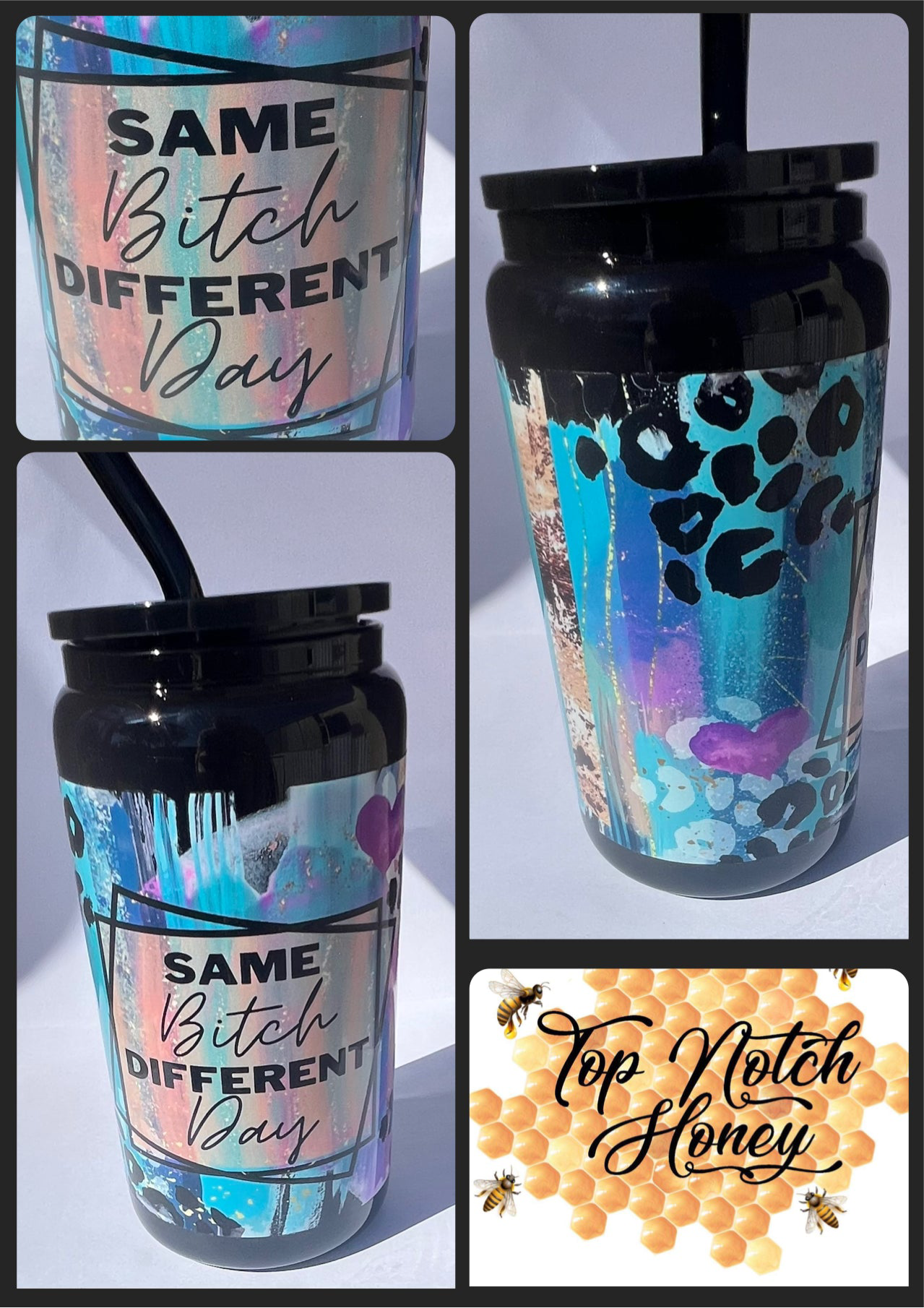 Same B Different Day 16oz glass tumbler