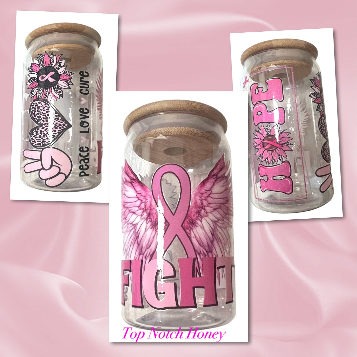 Acrylic tumbler Pink Ribbon 16oz