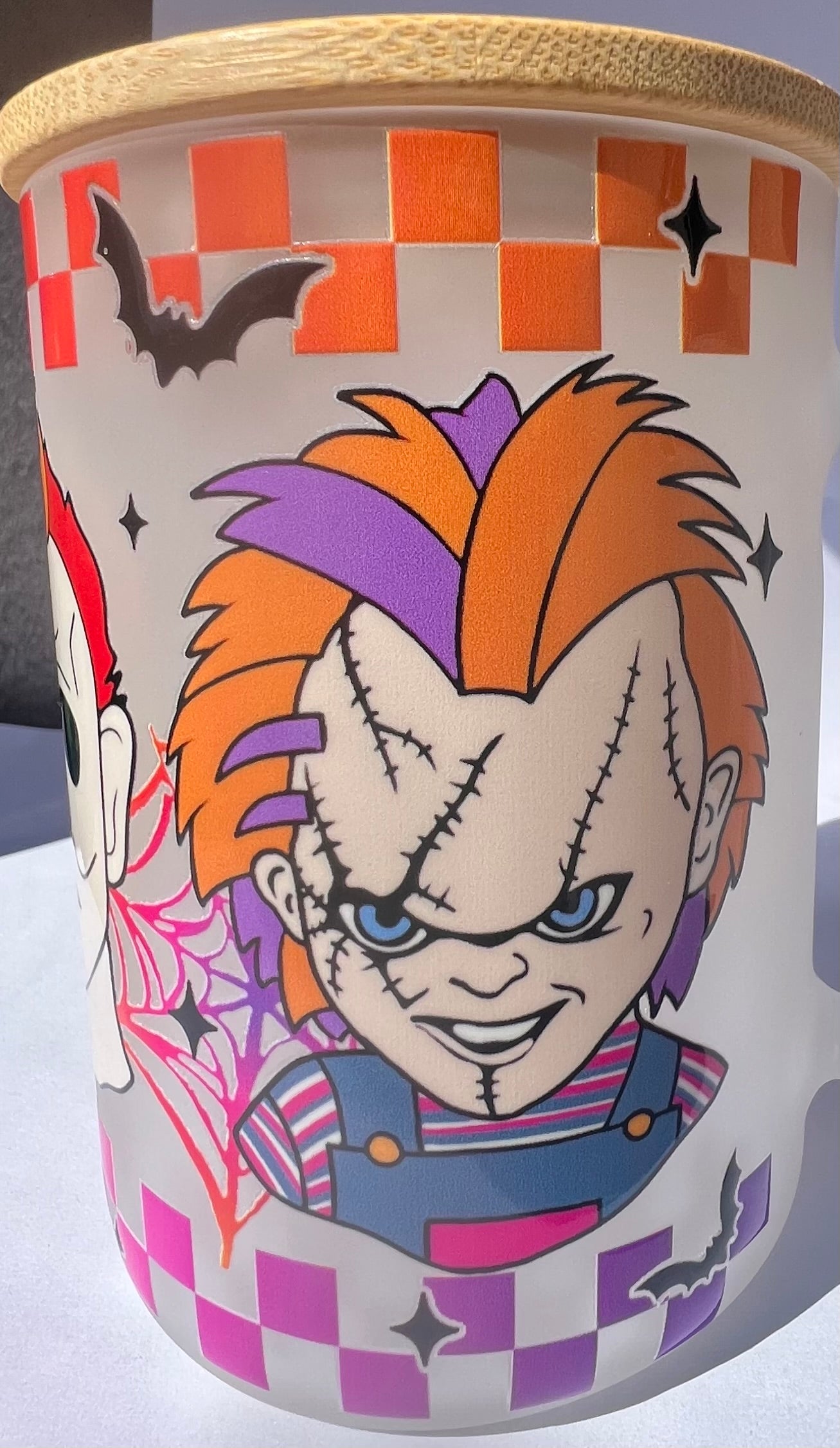Movie Theme 17oz Frosted Glass Tumbler with Handle