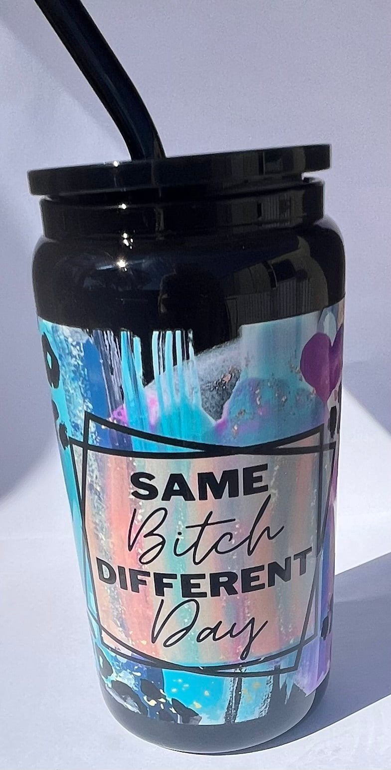 Same B Different Day 16oz glass tumbler