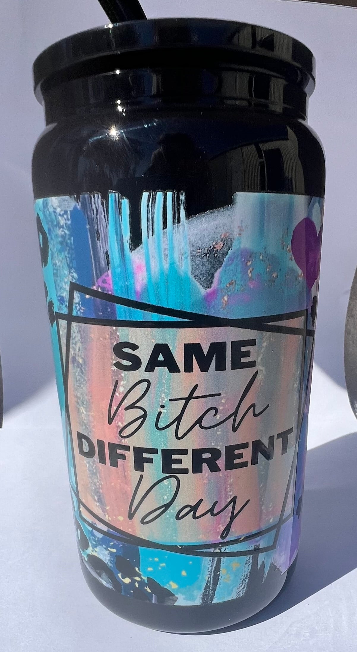 Same B Different Day 16oz glass tumbler