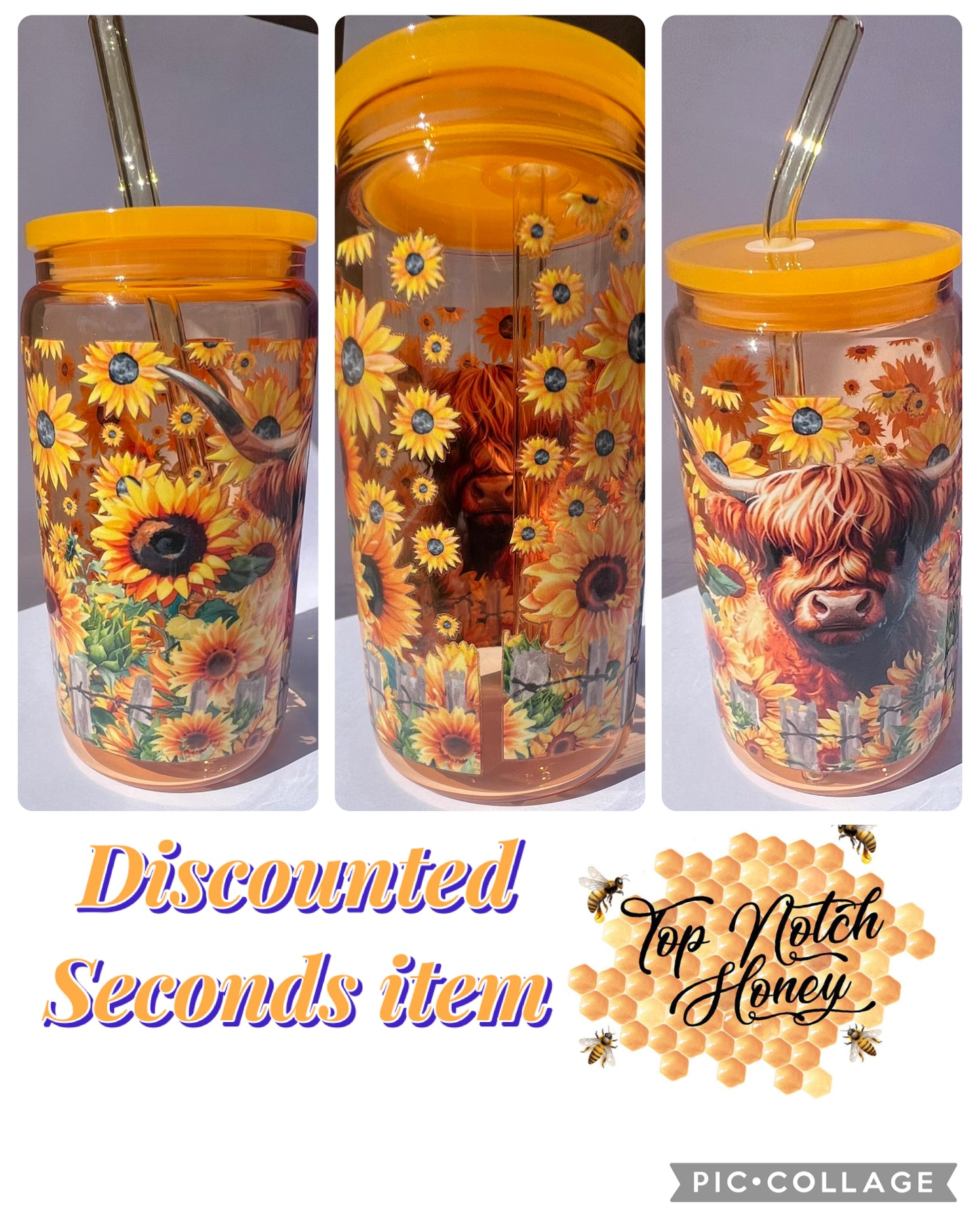 “Seconds item” Highland Cow Glass Tumbler