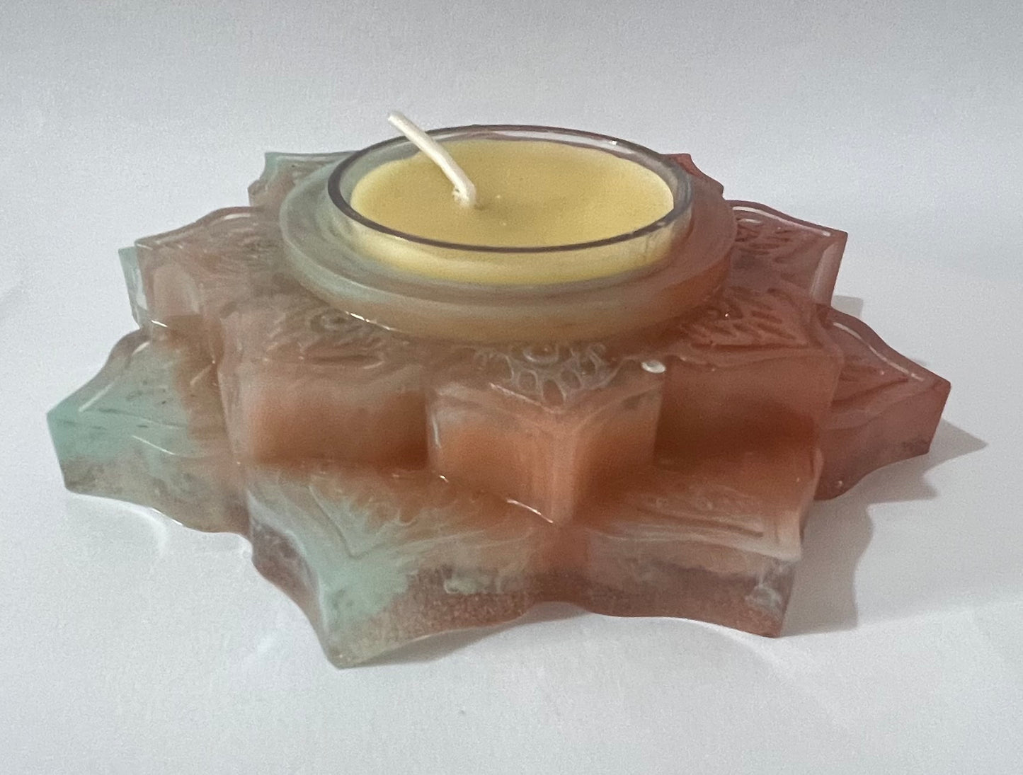 Lotus Flower Tea-light Holder with 6 beeswax tea lights