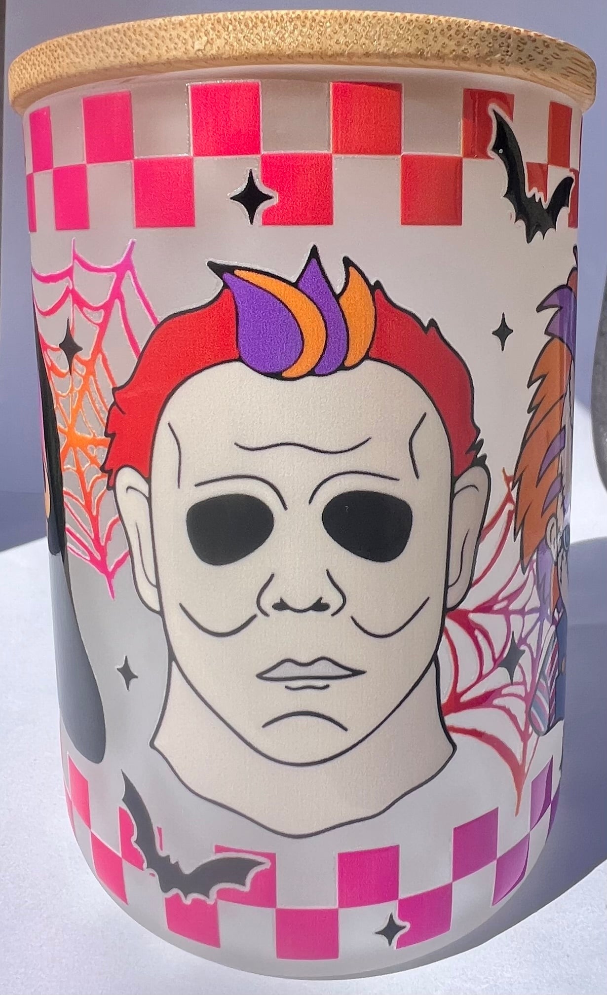 Movie Theme 17oz Frosted Glass Tumbler with Handle