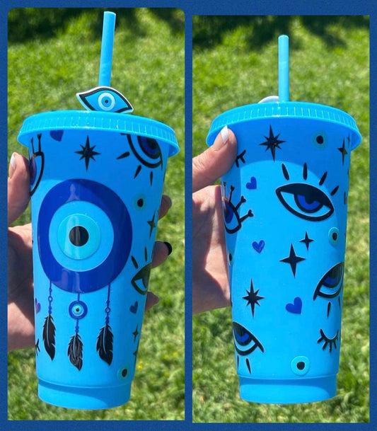 24oz Blue Evil Eye Cold Cup