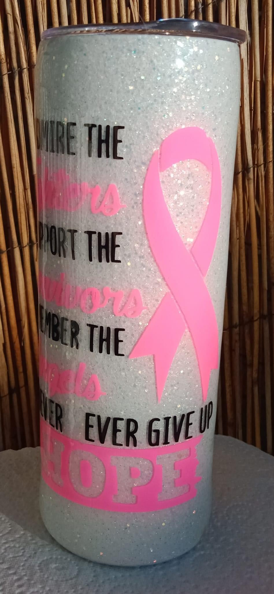 20oz Pink Ribbon Hot/Cold stainless steel tumbler