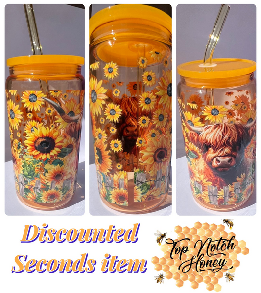 “Seconds item” Highland Cow Glass Tumbler