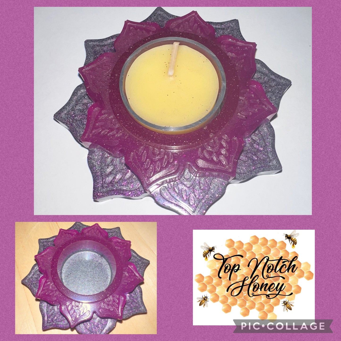 Lotus Flower Tea-light Holder with 6 beeswax tea lights