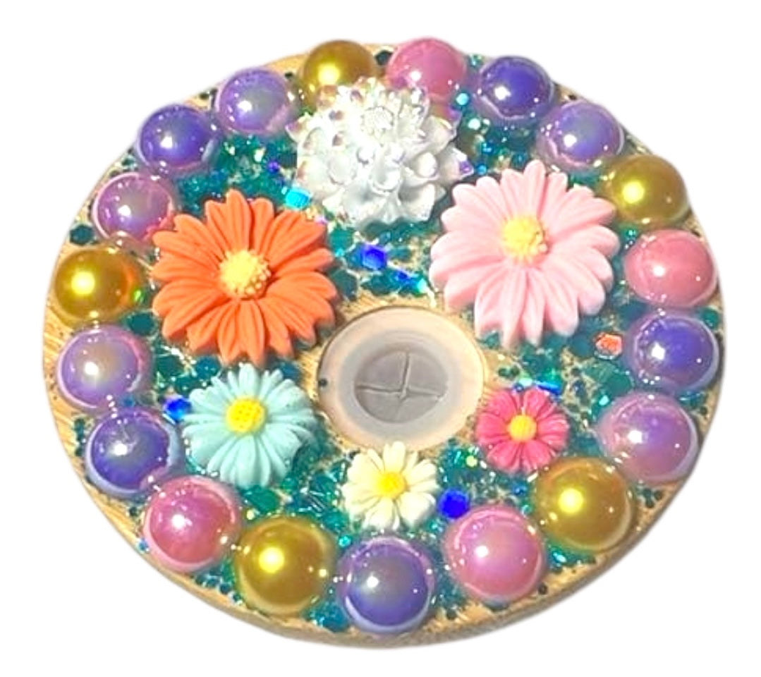 Flower design glass tumbler