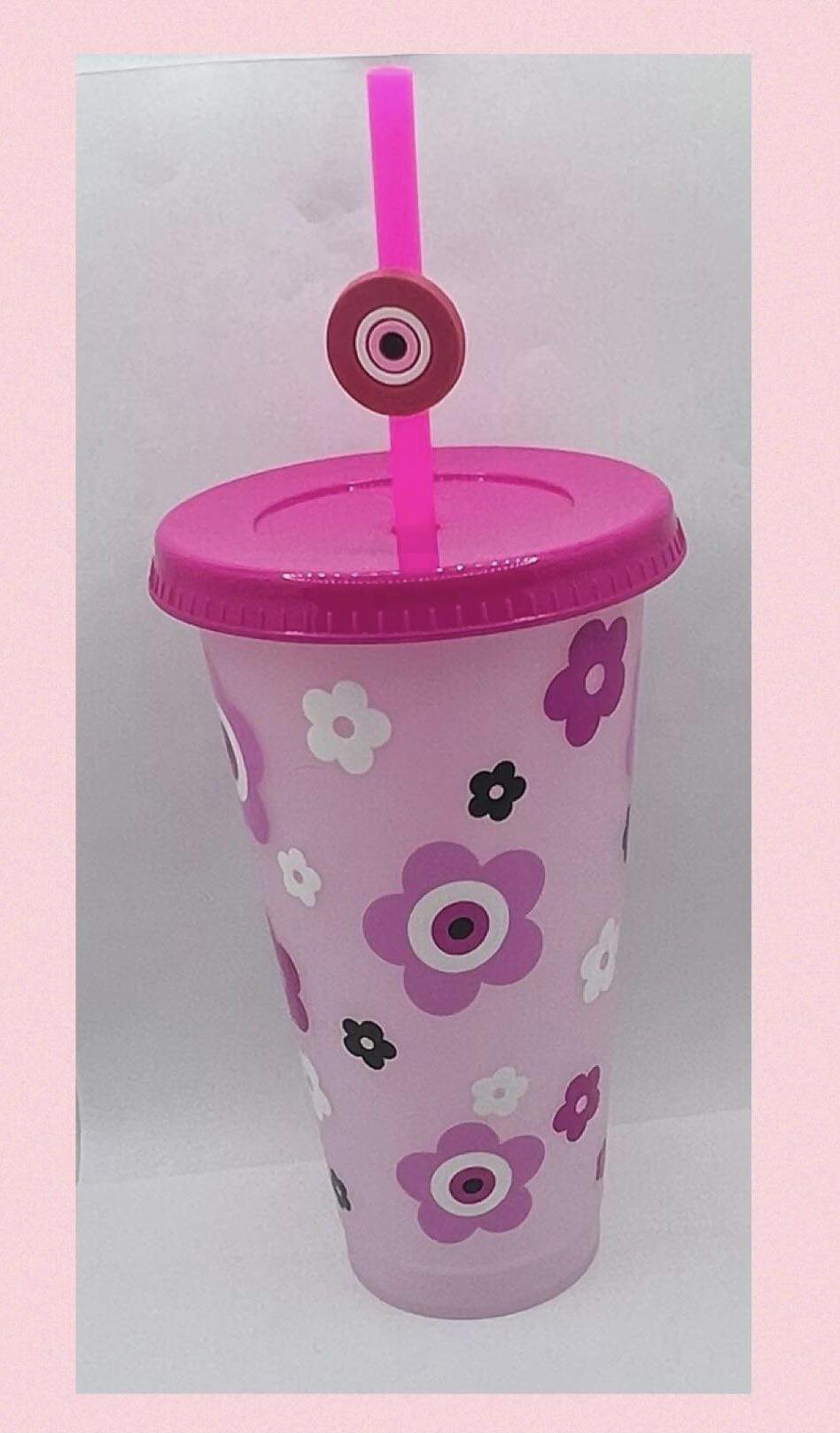 Pink Evil Eye 24oz Colour Changing Cold Cup