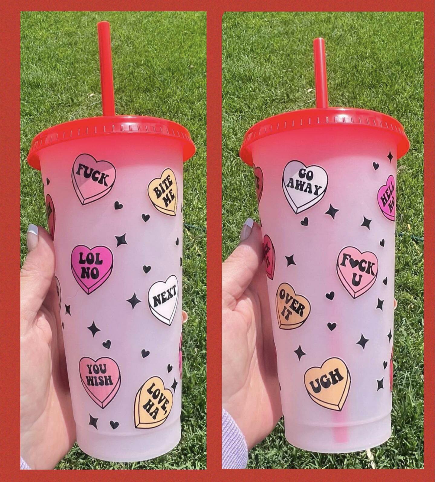 Red Colour changing 24oz Cold Cup