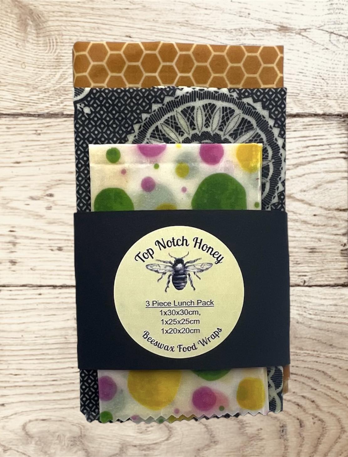 Australian Beeswax Food Wraps 3pcs Lunch Pack
