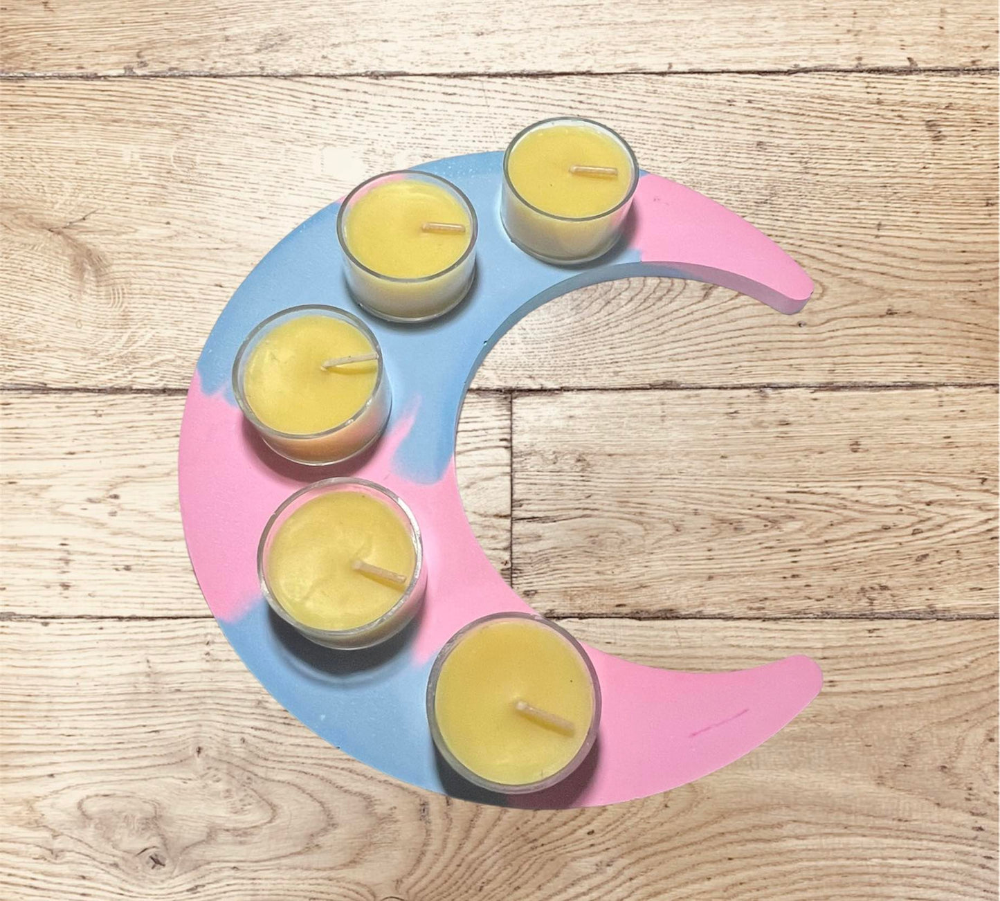 Jesmonite Crescent Moon Tealight Holder