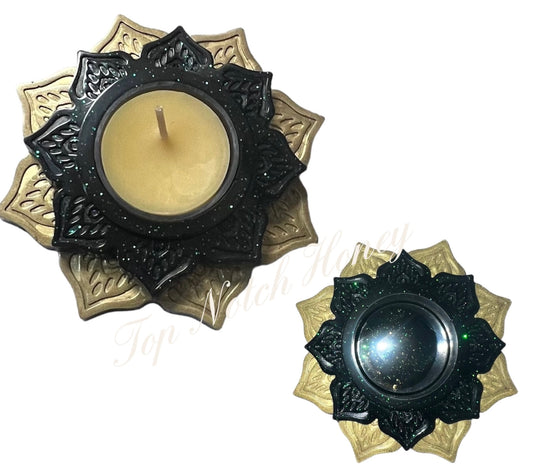 Lotus Flower Tea-light Holder with 6 beeswax tea lights