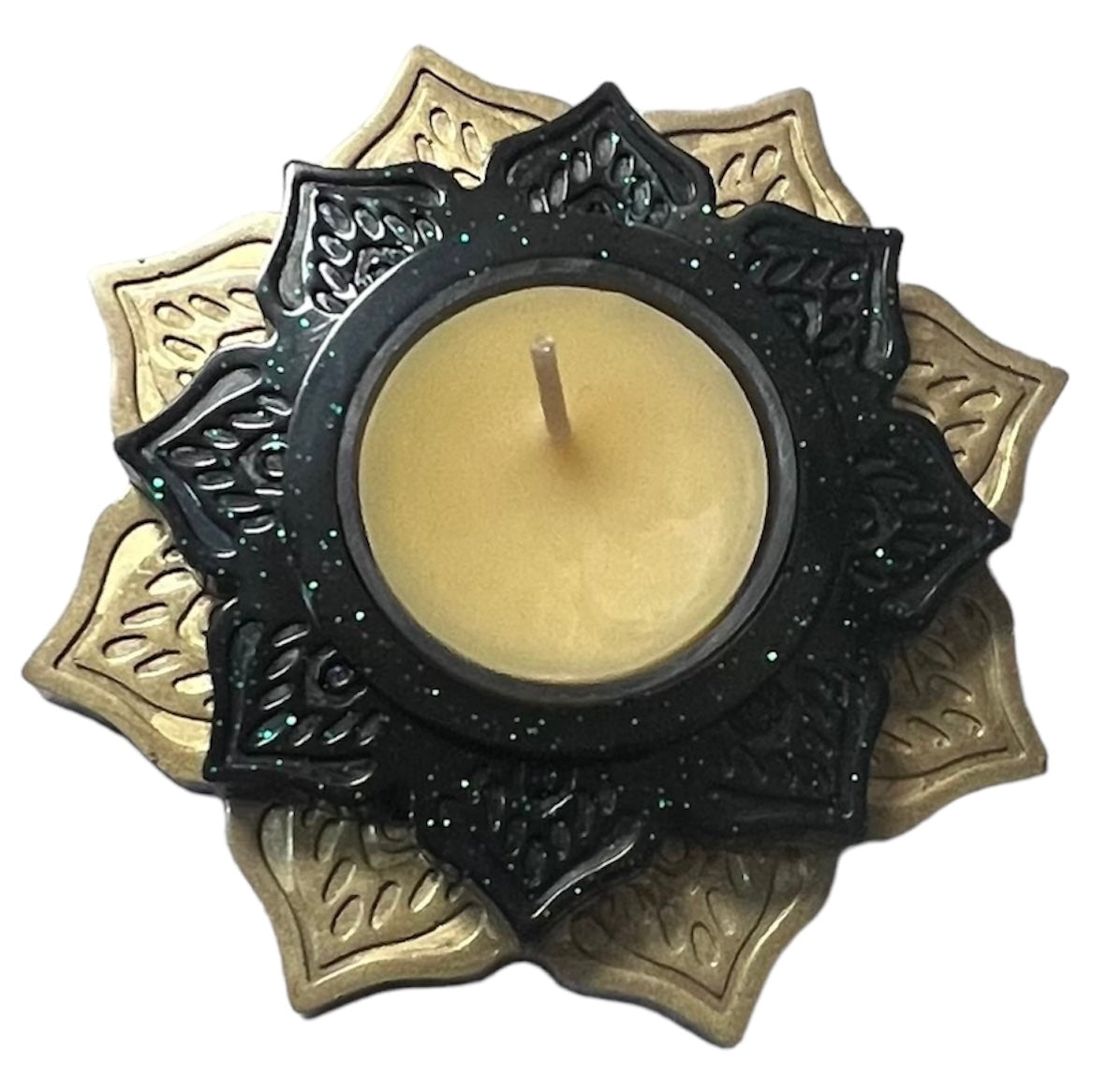 Lotus Flower Tea-light Holder with 6 beeswax tea lights