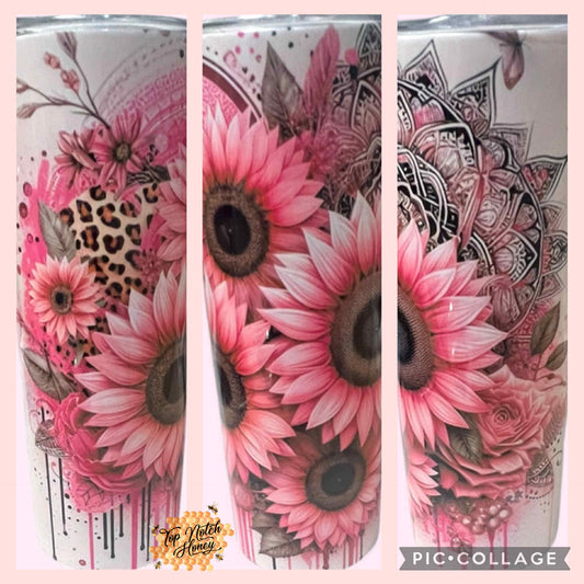 Pink Sunflower Mandala 20oz Tumbler