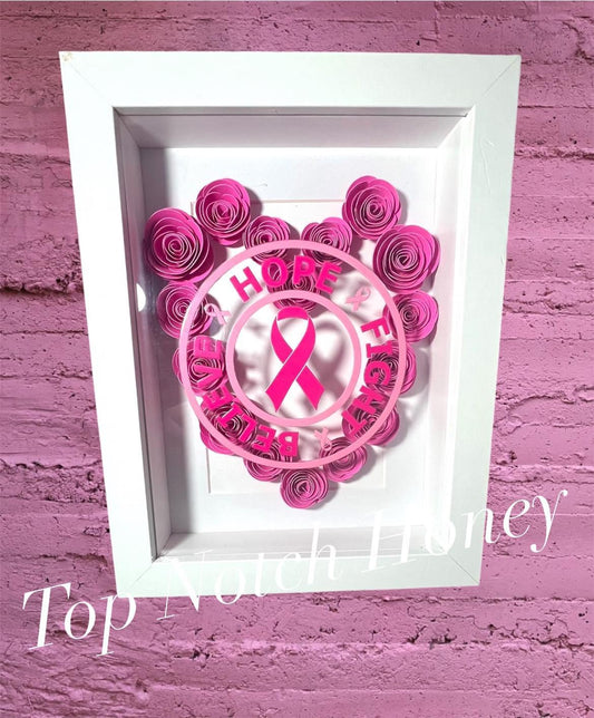 Pink Ribbon Flower Shadow box ~ HOPE, FIGHT, BELIEVE