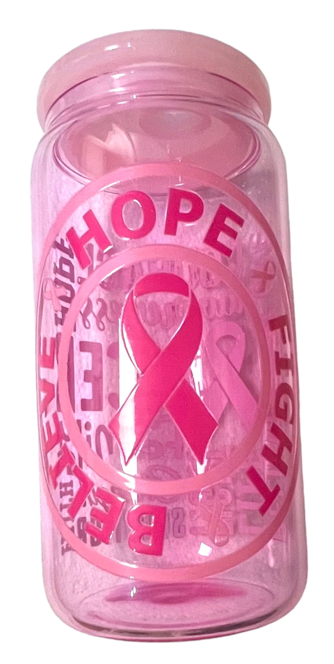 Pink Ribbon 16oz Glass Tumbler