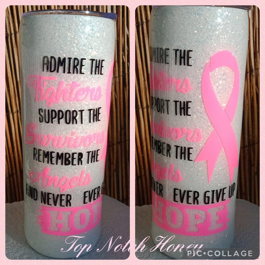 20oz Pink Ribbon Hot/Cold stainless steel tumbler