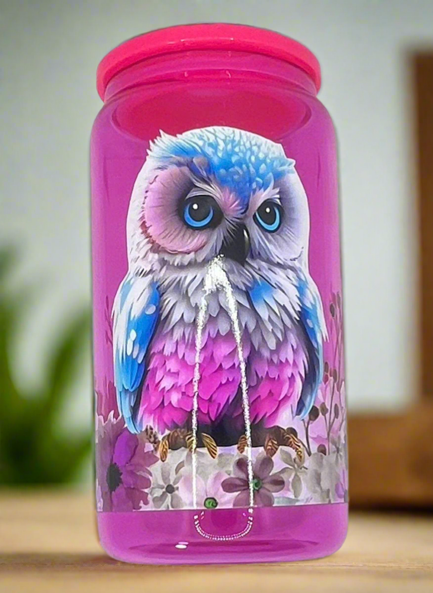 16oz Pink Glass cup