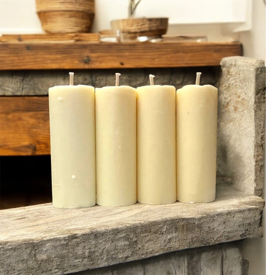 Beeswax Blend Pillar Candles Unscented Beautiful Glowing Burn