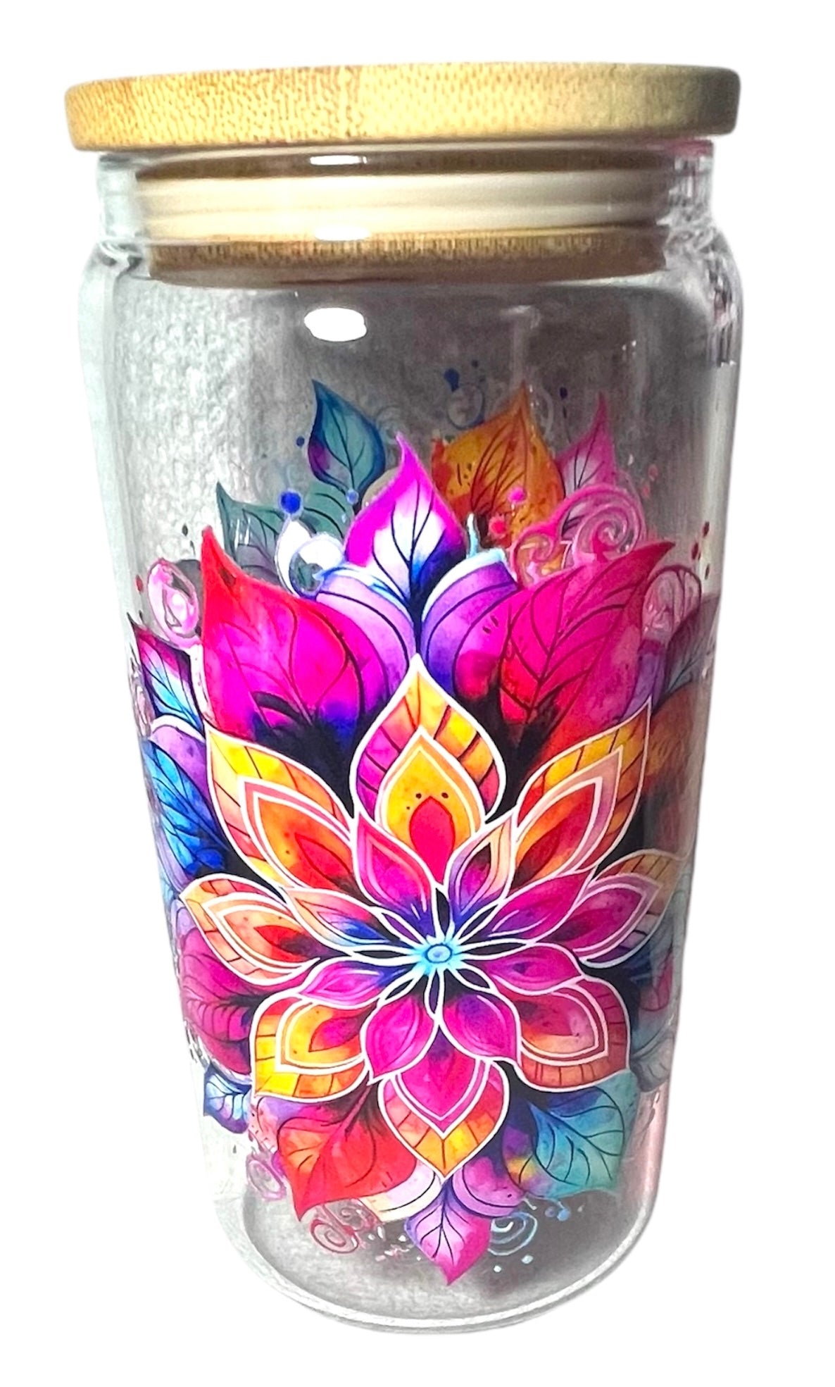 Flower design glass tumbler