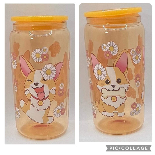 16oz Yellow Glass Cup